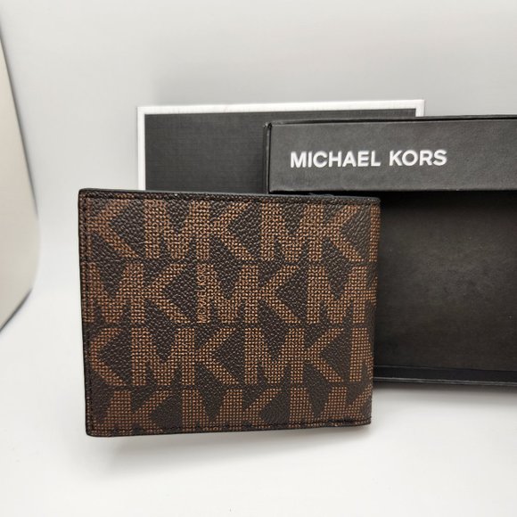 Michael Kors Jet Set Men's Slim Billfold Wallet- Brown/Black - NWT - Picture 4 of 6